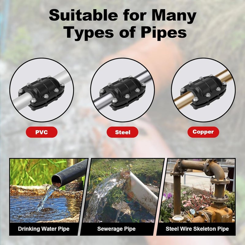 XDENGP Pipe Repair Clamp 1 inch, Water Pipe Leak Repair Clamp, Pipe Repair Kit for Plastic and Metal Pipes, Leak Stopper with Anti-Impact, Suitable for Pipes 25MM OD - Image 5